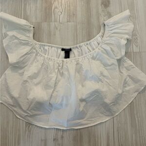White Forever 21 Off-the-Shoulder Crop Top